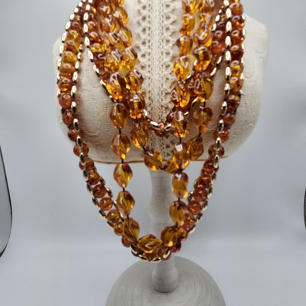 SARAH COVENTRY amber tones resin SIGNED. listing is for 2 necklaces.